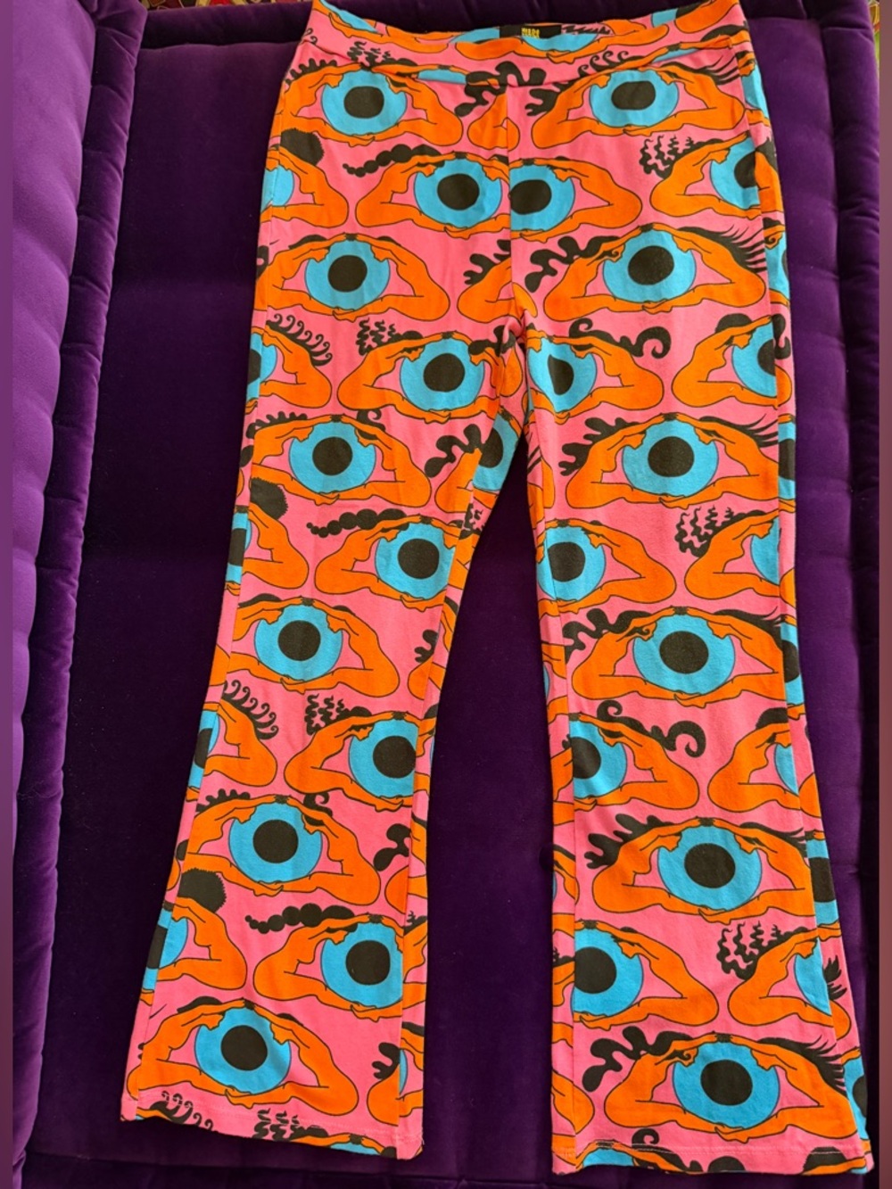 Nooworks Kick Flare Pant Psychedelic Eyes Size Small - Good Condition